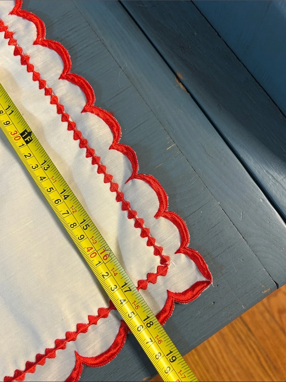 Hand Crafted Embroidered Floral Pillow Sham in Red, Green and Cream | 18x27”
